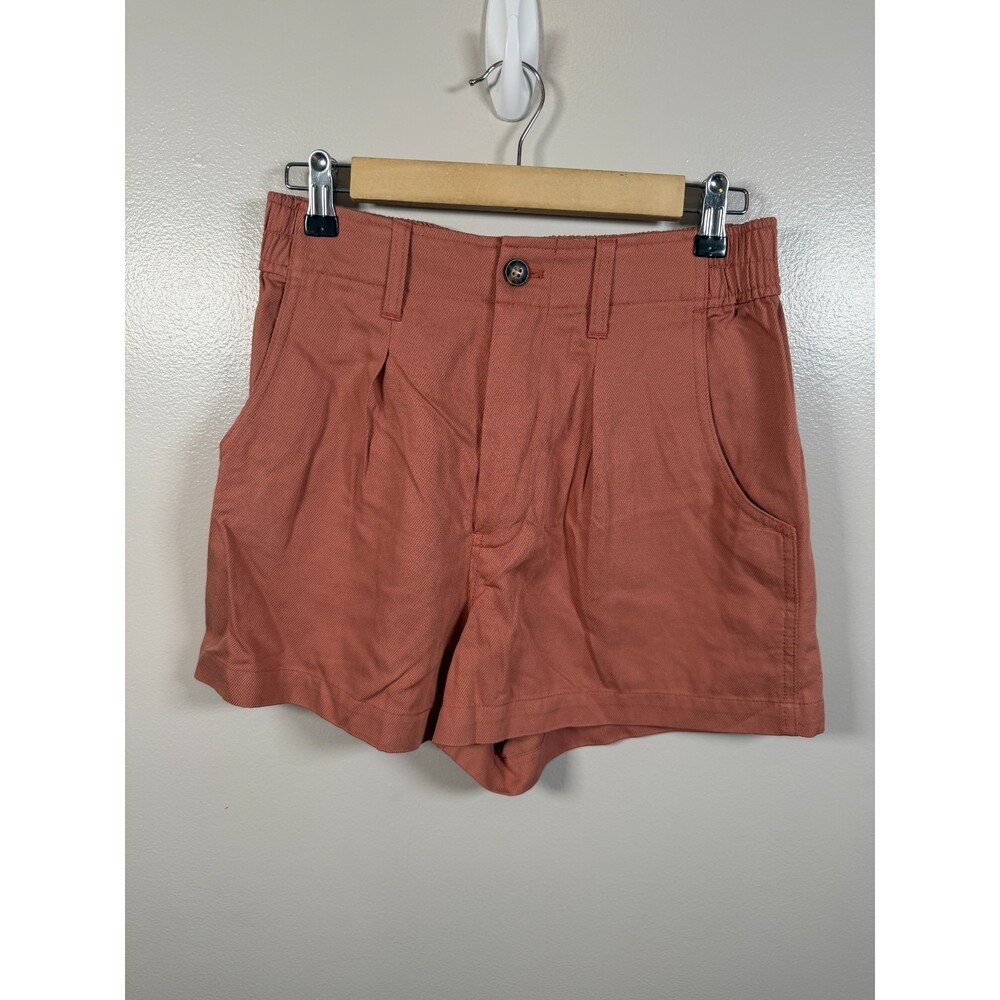Madewell The Neale Short Size 4 Drapeweave Elastic Pleated Salmon Pink - Picture 2 of 9